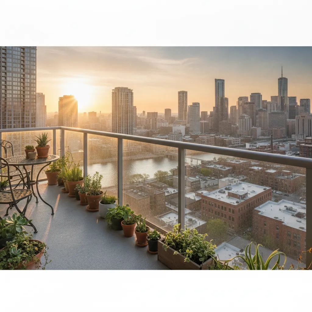 Varanda de loft com vista para os prédios de São Paulo